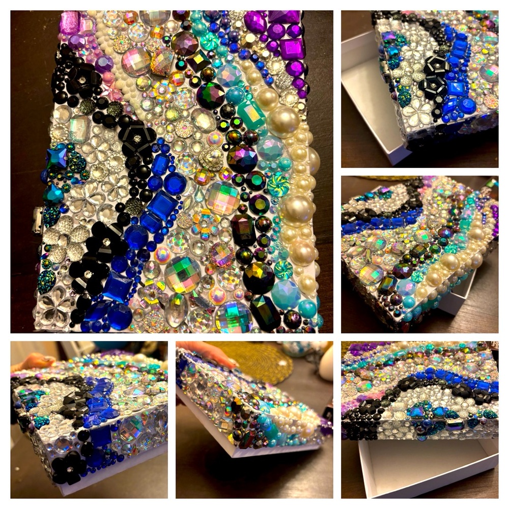 Handmade rhinestone embellished box